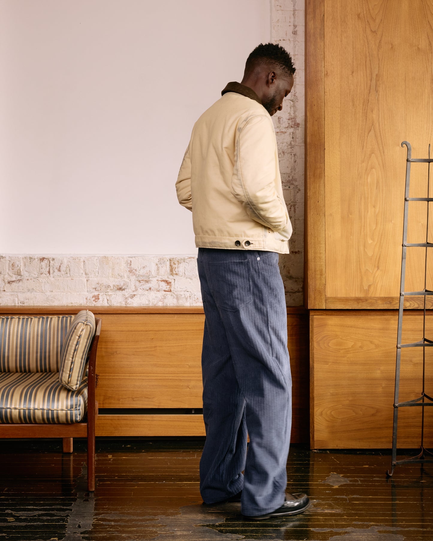 Zip Front Jacket: Waxed Cotton, Bone