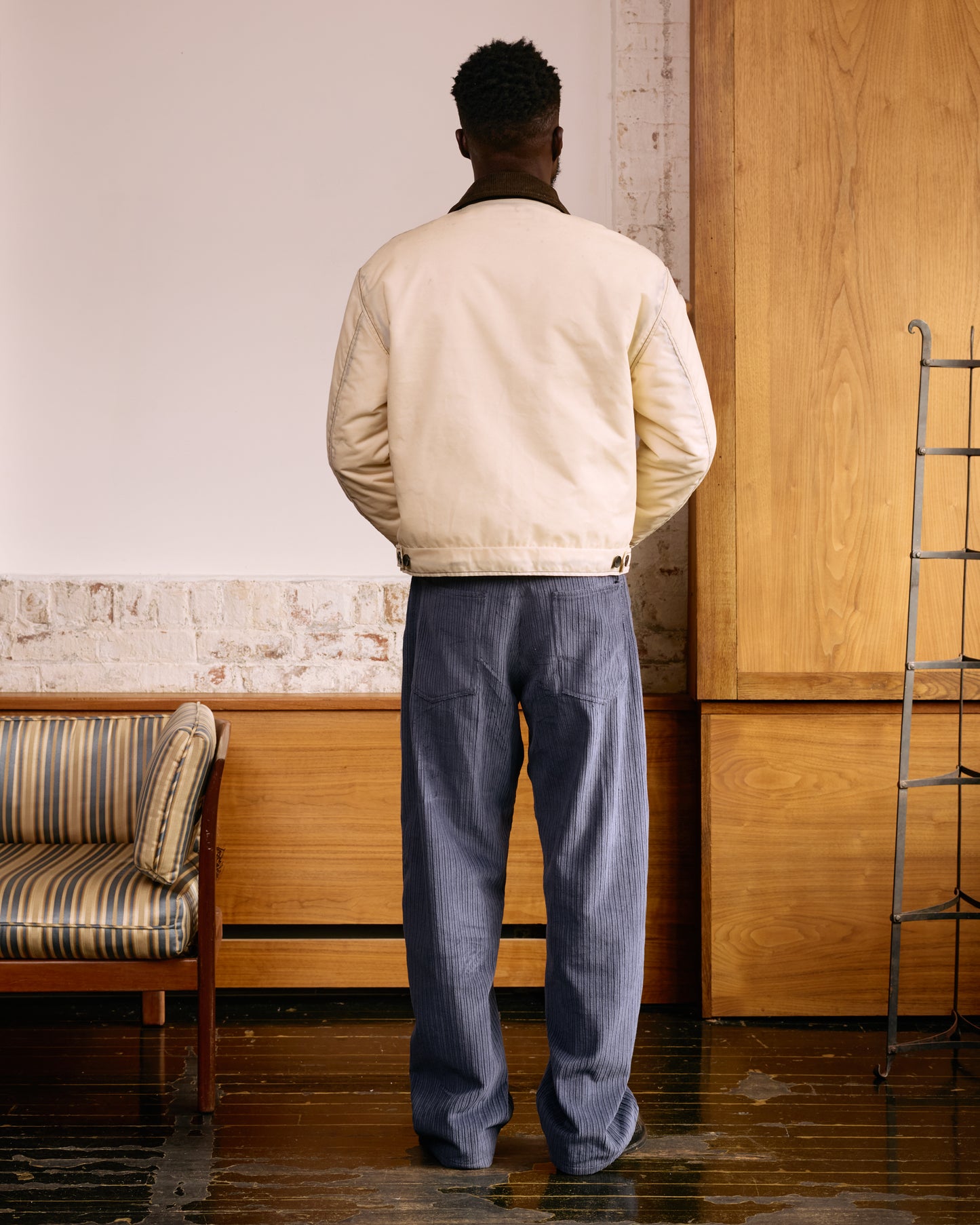 Zip Front Jacket: Waxed Cotton, Bone