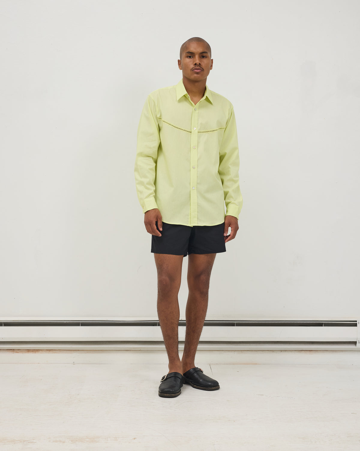 Crochet Vent Dress Shirt: Lime Stripe – Small Talk Studio