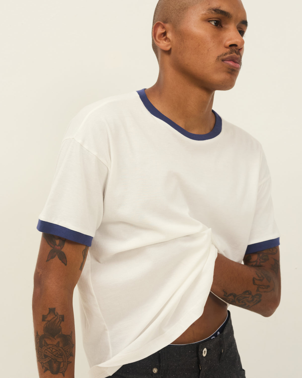 S/S T-shirt: Ringer Tee Deep Blue – Small Talk Studio