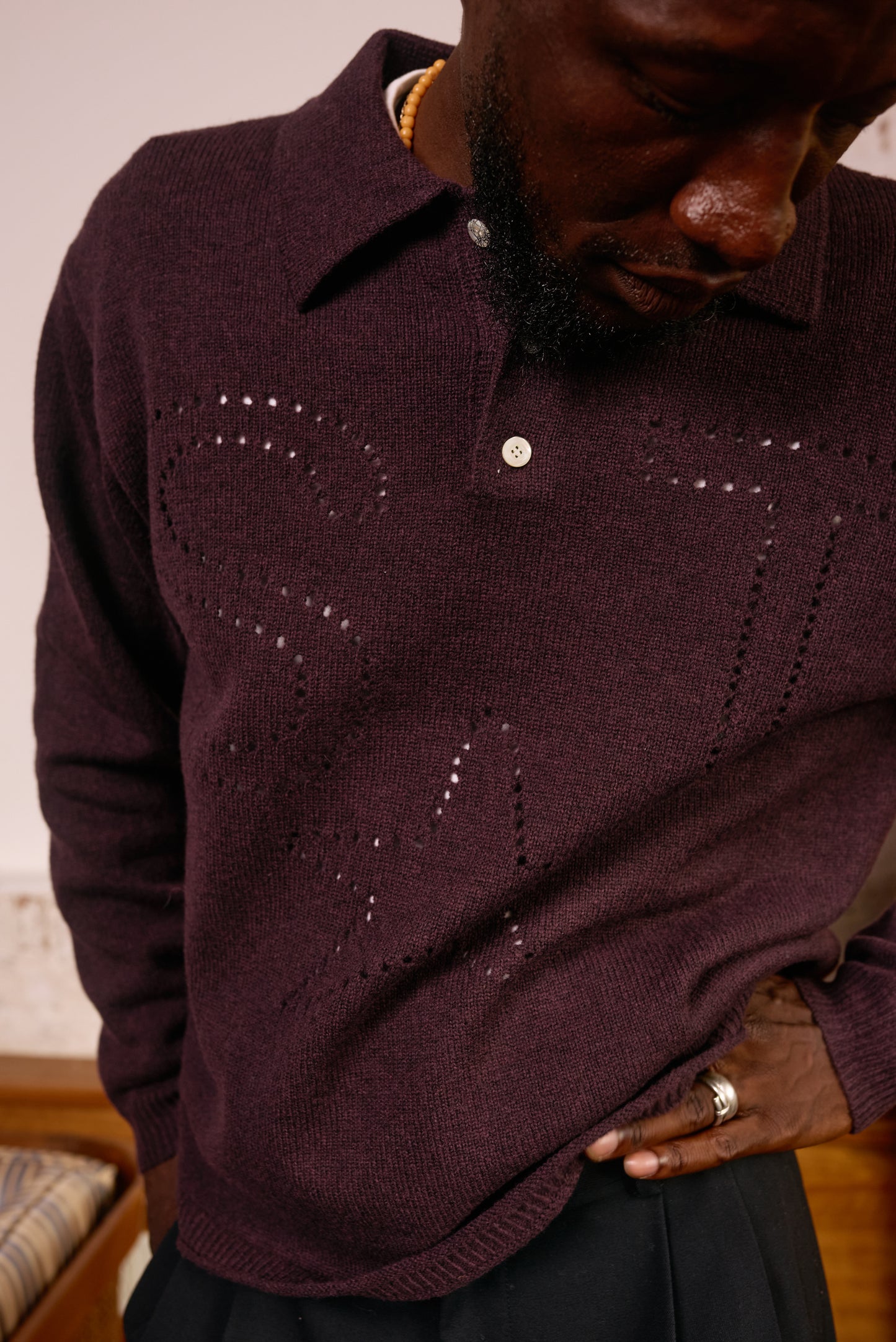 ST Star Pointelle Knit Polo: Sumac