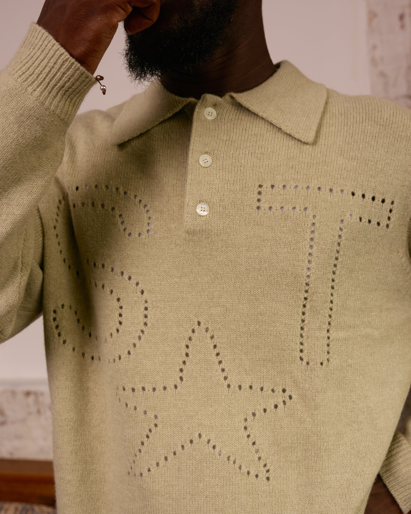 ST Star Pointelle Knit Polo: Lichen