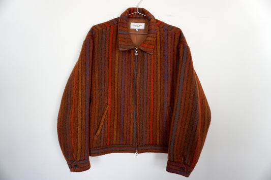 1/1 Mohair Zip Front Jacket: Brown Multi Stripe