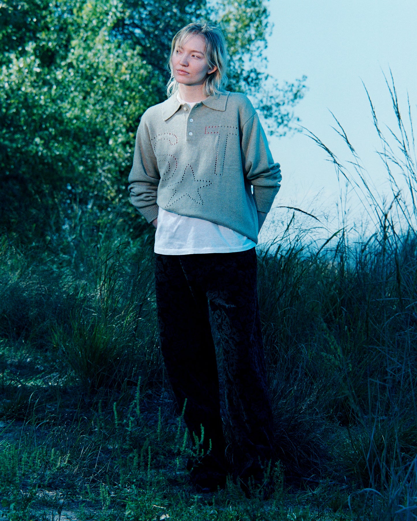 ST Star Pointelle Knit Polo: Lichen