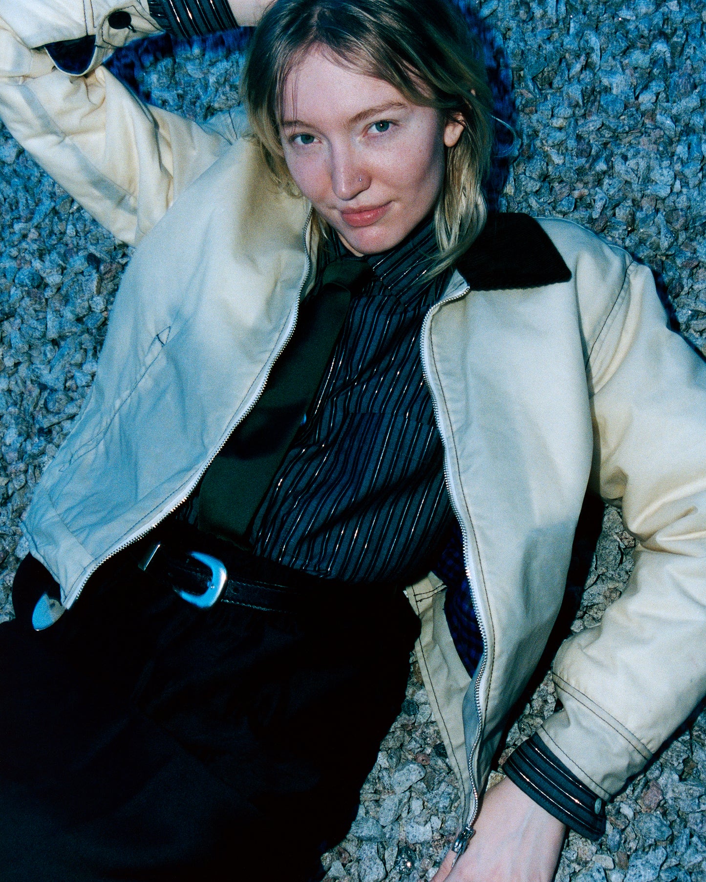 Zip Front Jacket: Waxed Cotton, Bone