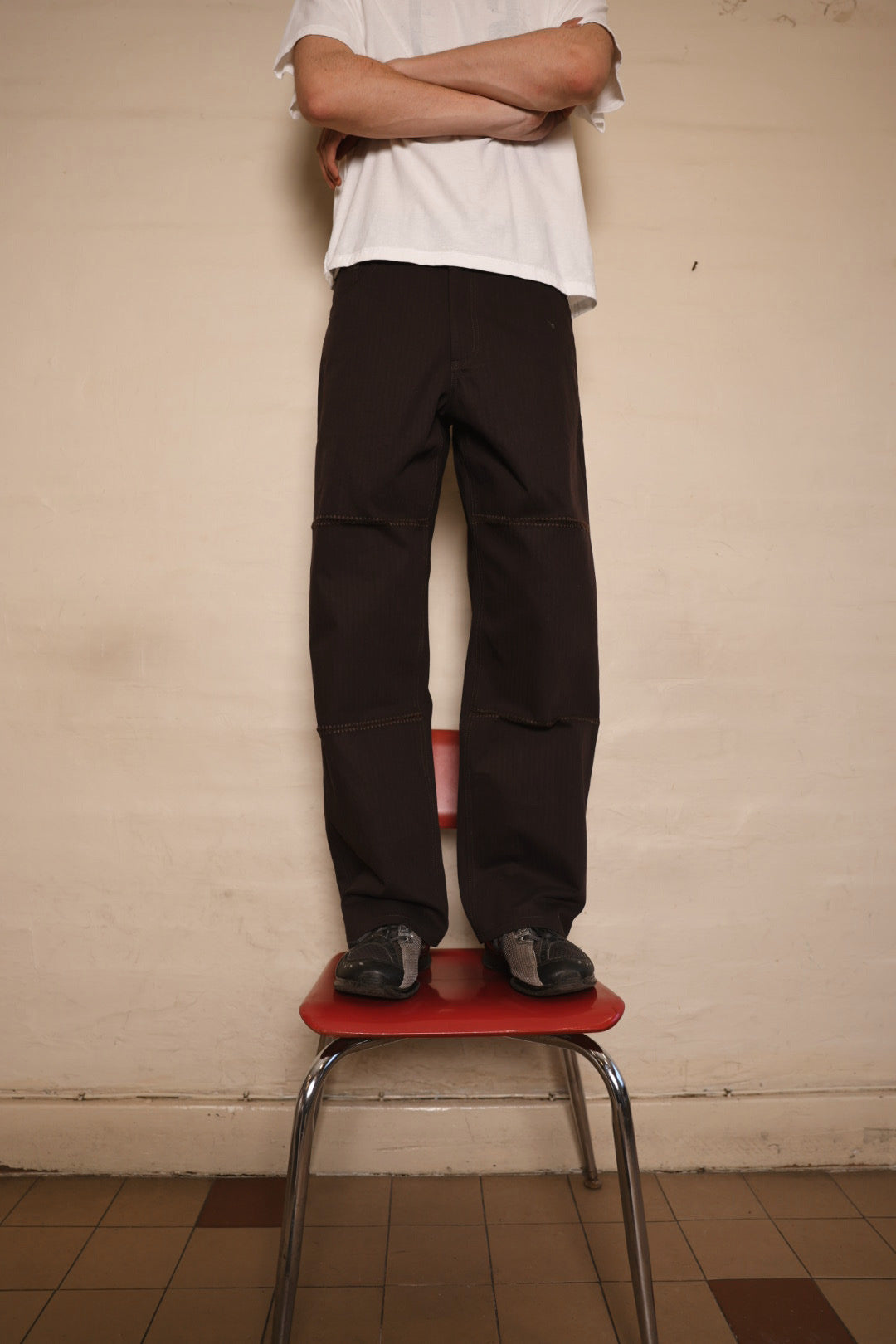 Jean Cut Trouser: Crochet Vent, Earthtone Purple