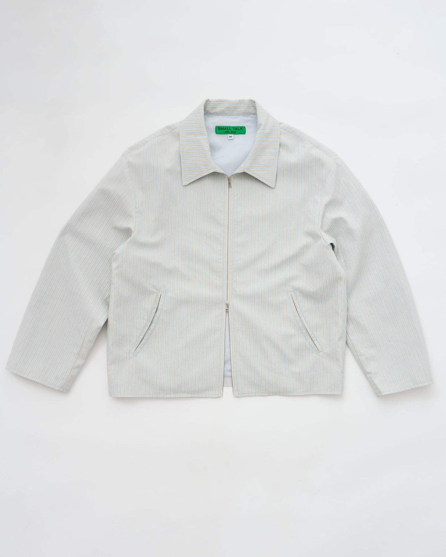 Western Zip Front Jacket: Sea Blue Cotton Dobby Stripe