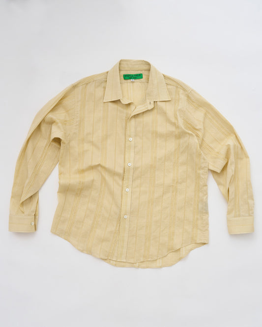 Curve Hem Dress Shirt: Pale Green Dobby Stripe