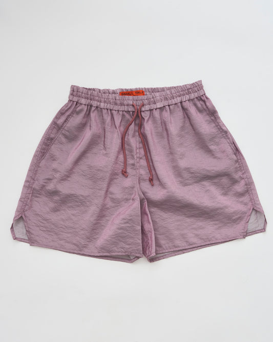 Drawstring Short: Iridescent Purple Nylon