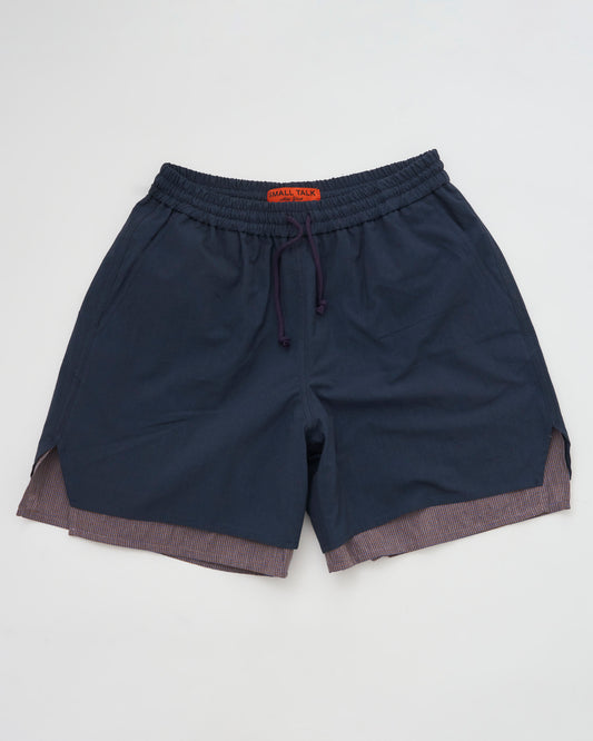 Drawstring Short: Navy "Boxer Lining"