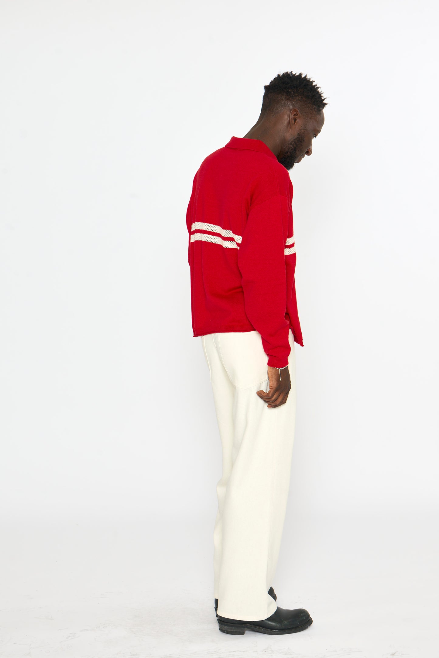 Knit Polo: Mesh Stripe, Red