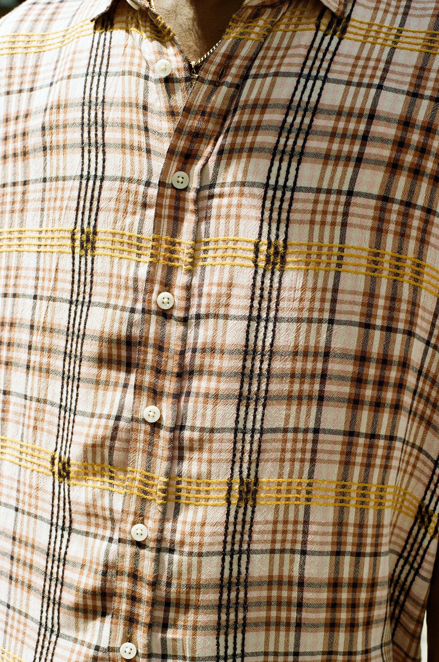 Pink Plaid Dobby Flat Hem L/S Shirt