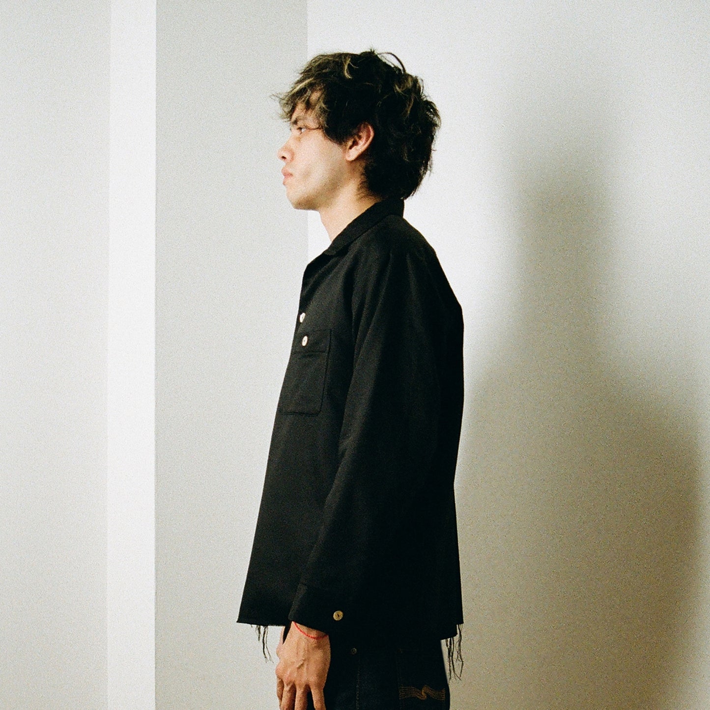 Raw Hem Brushed Back Satin Overshirt