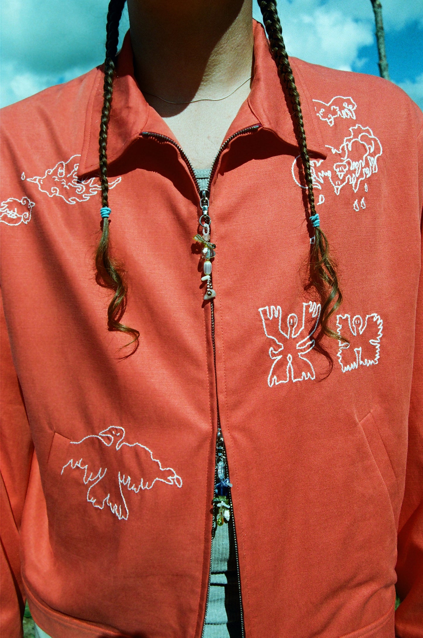 Zip Front Jacket: Yona Kohen Embroidery