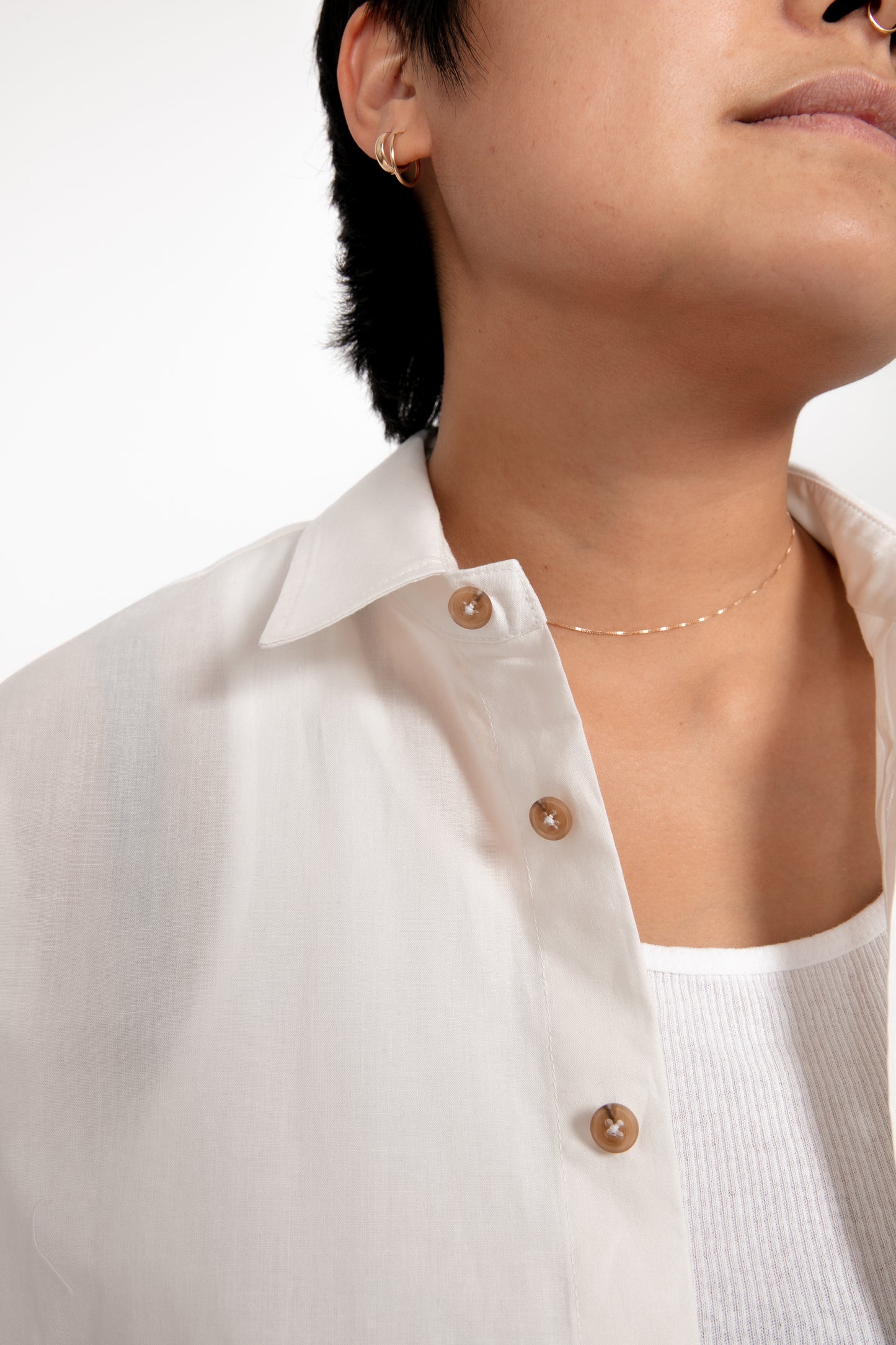 Custom white hand-drawn button front shirt