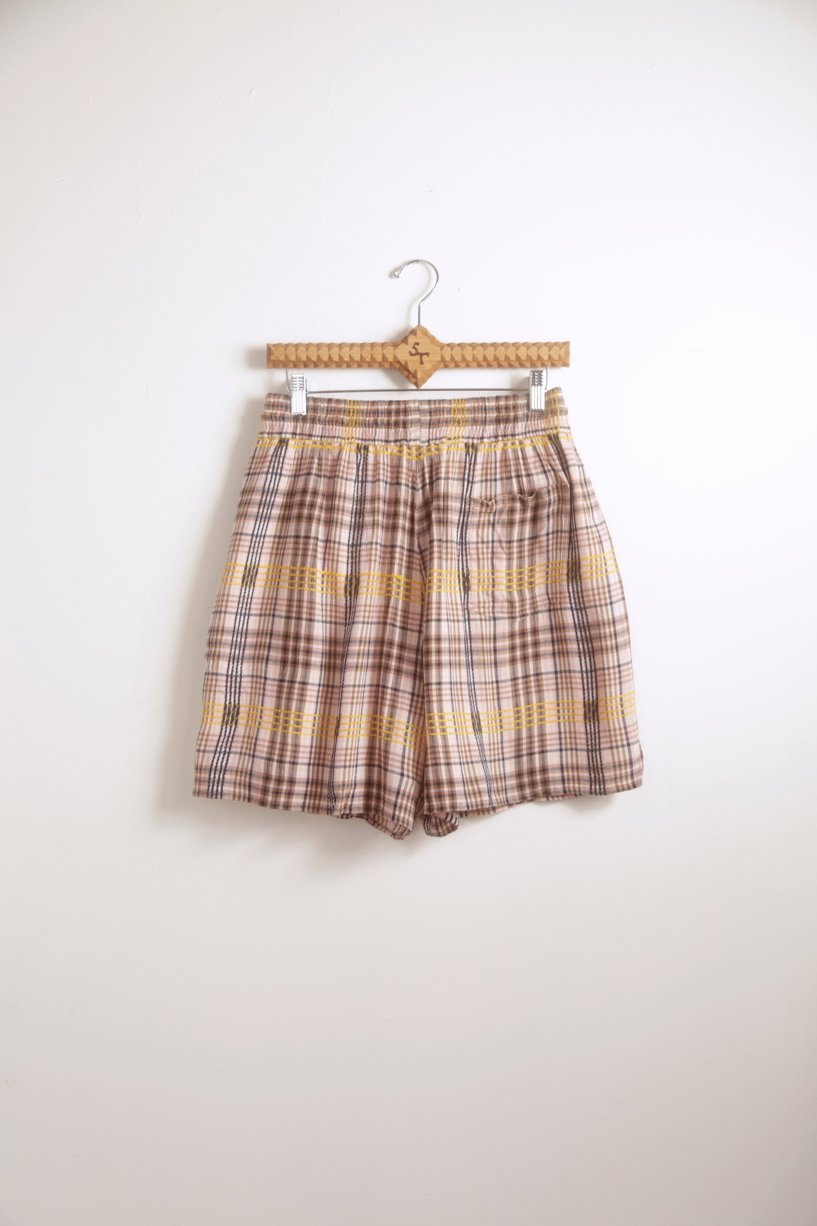 Pink Plaid Dobby Drawstring Short