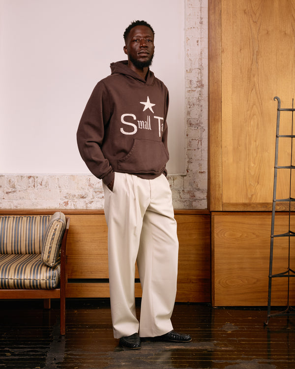 Hoodie: Dark Brown Cotton Fleece