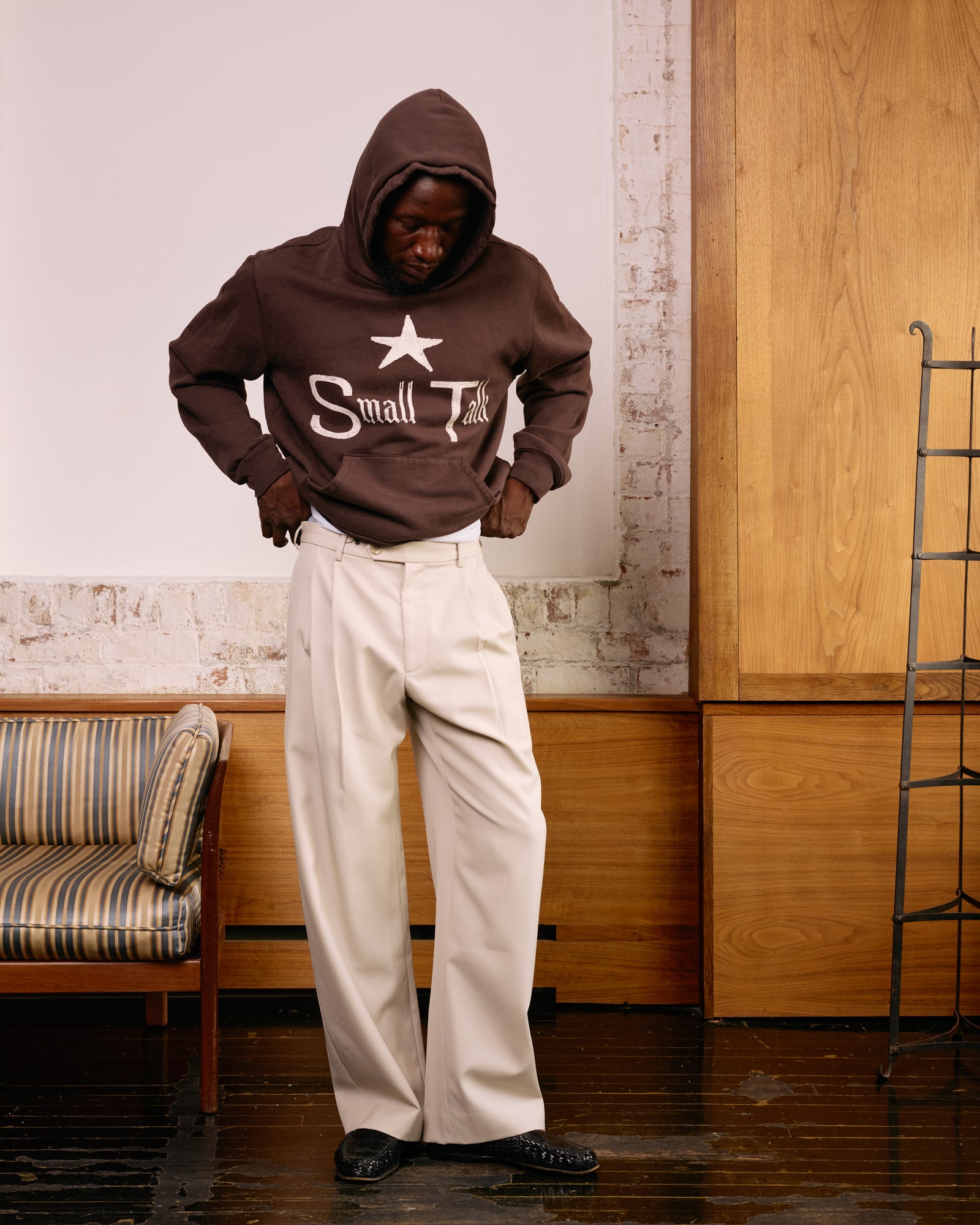 Hoodie: Dark Brown Cotton Fleece