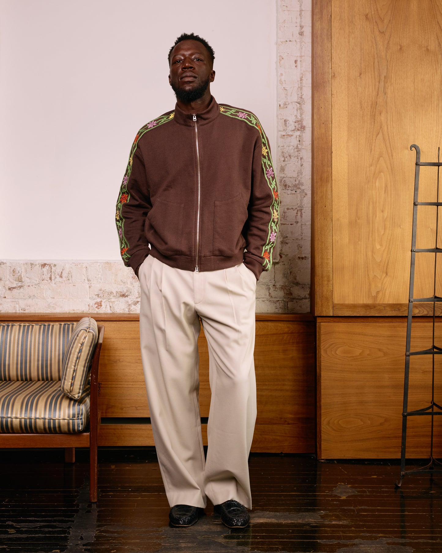 Hand-Embroidered Track Jacket