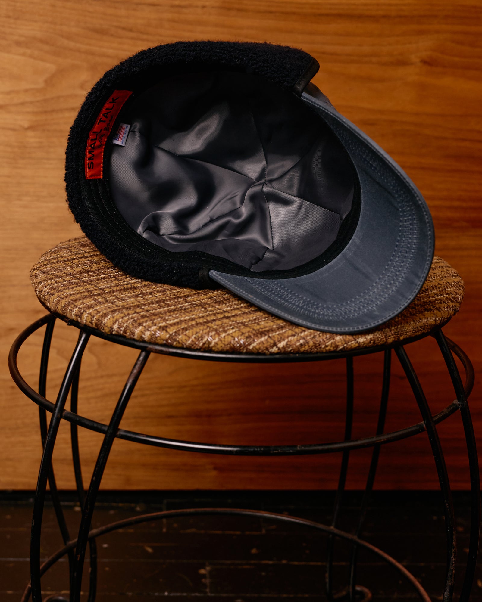 Waxed Cotton Earflap Cap: Navy