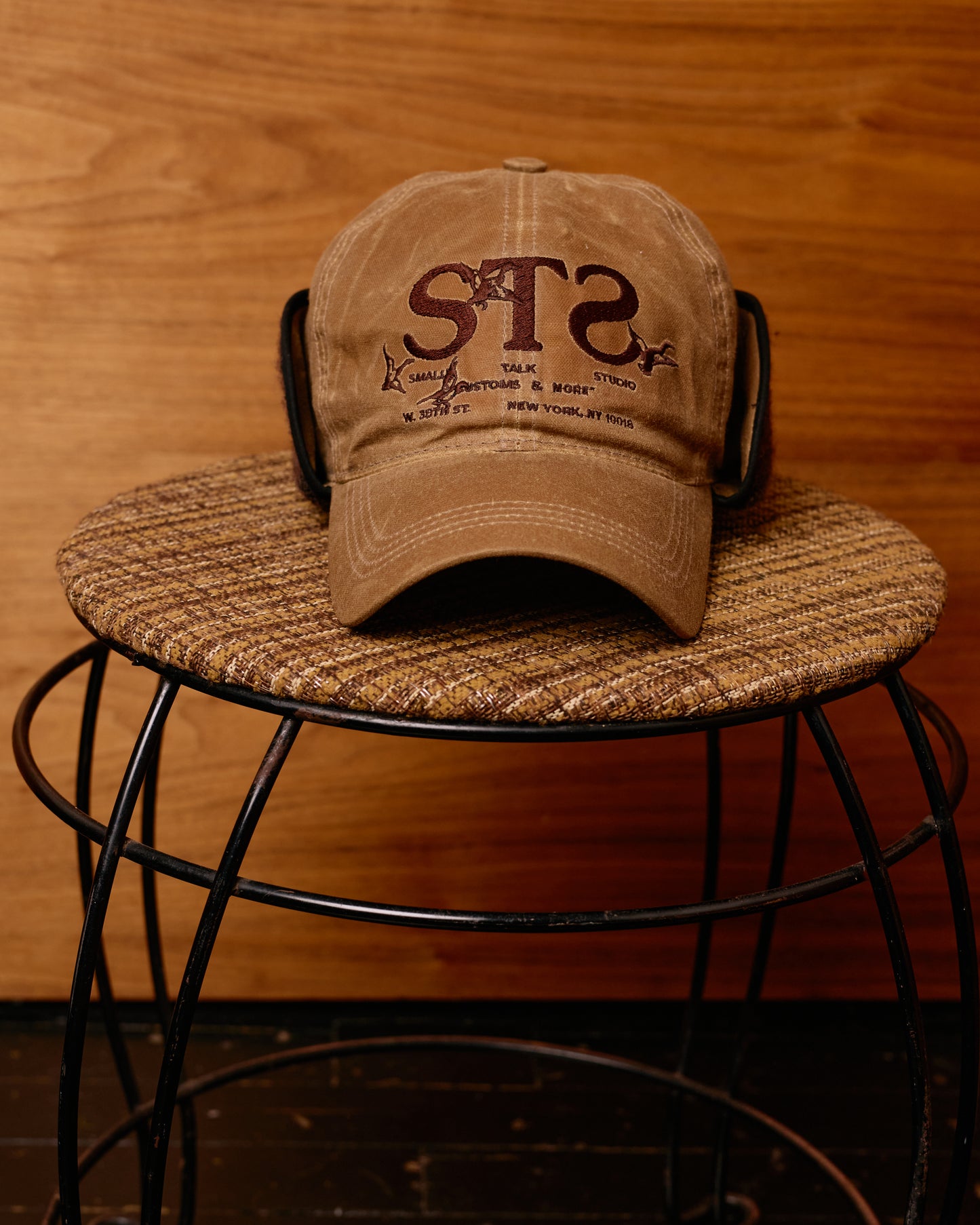 Waxed Cotton Earflap Cap: Brown