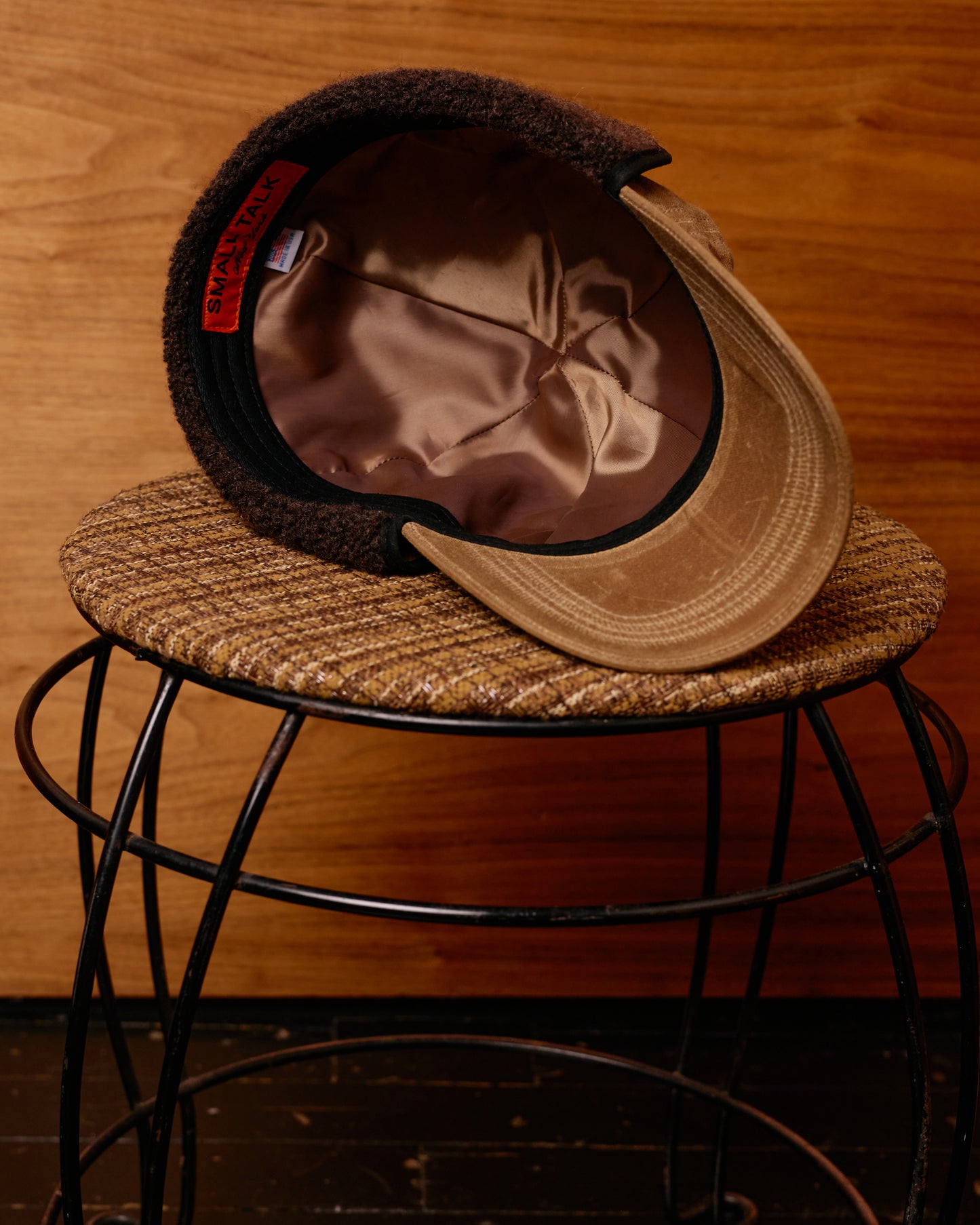 Waxed Cotton Earflap Cap: Brown