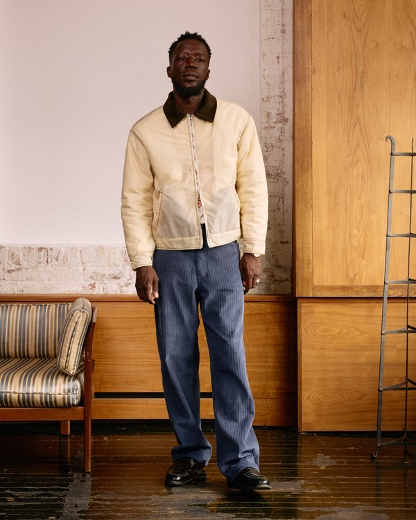 Zip Front Jacket: Waxed Cotton, Bone