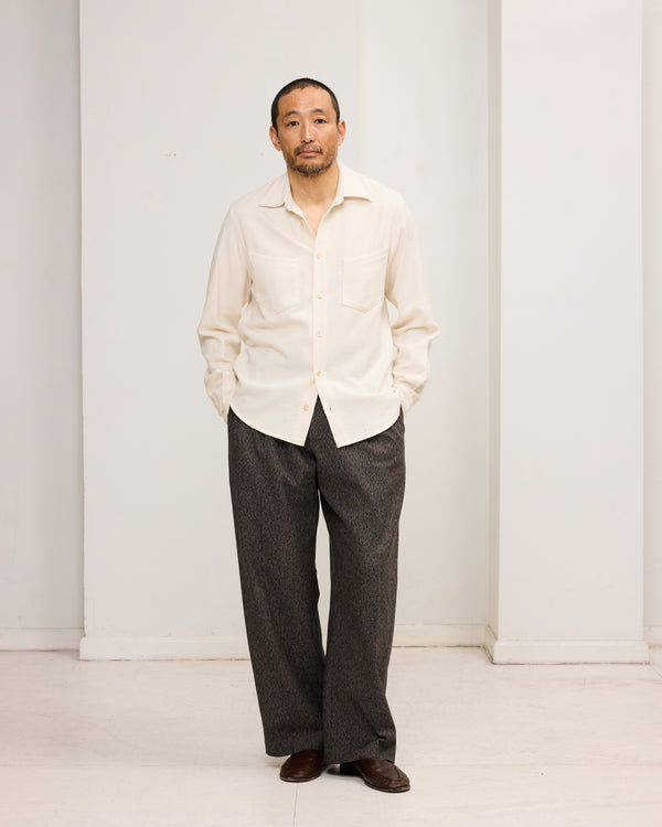 Western Dress Shirt: Cream Silk Nep