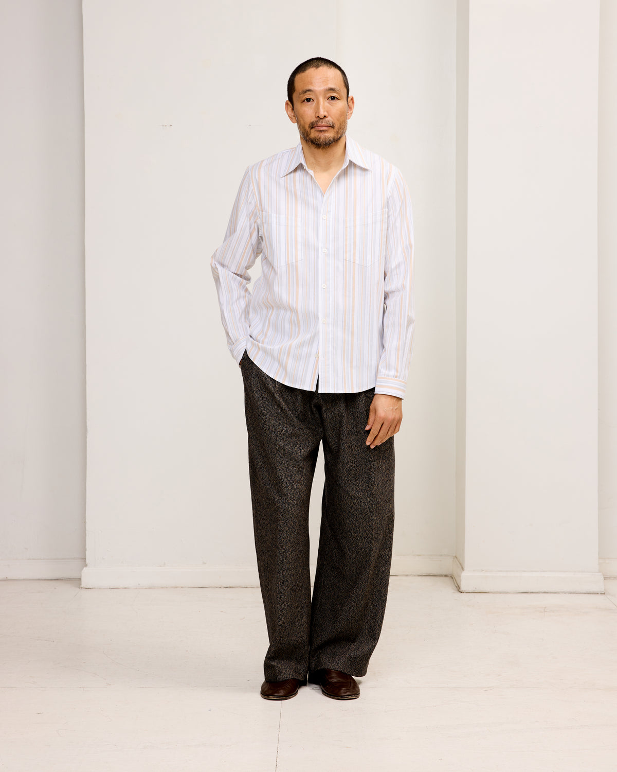 Western Dress Shirt: Faded Multi Stripe