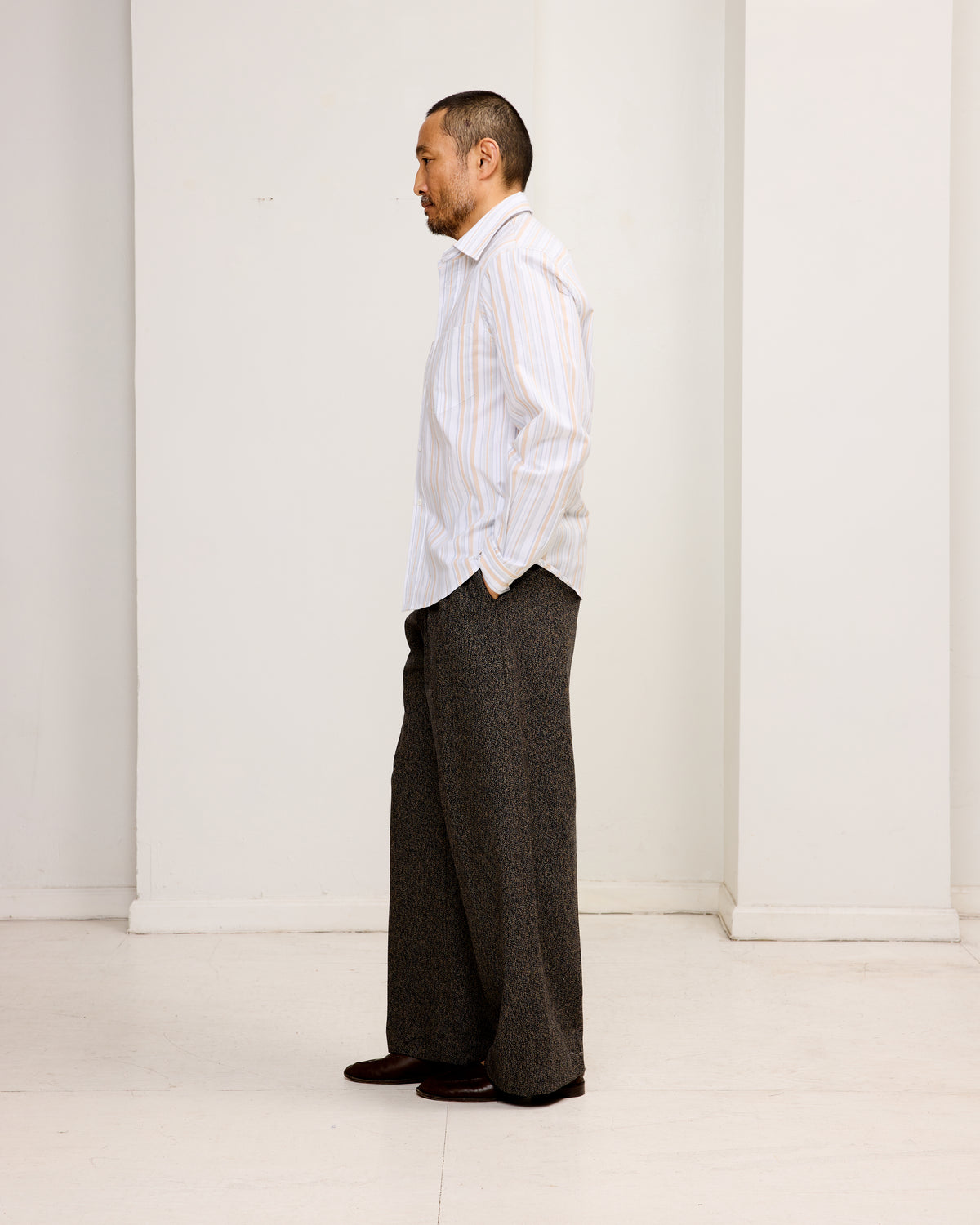 Western Dress Shirt: Faded Multi Stripe
