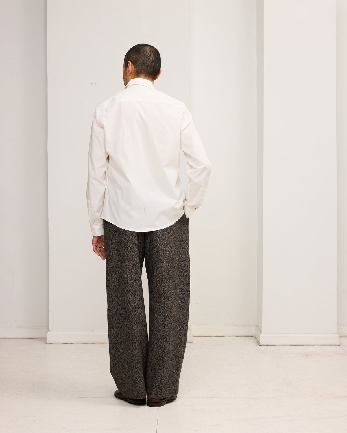 Double Pleat Trousers: Cotton Tweed