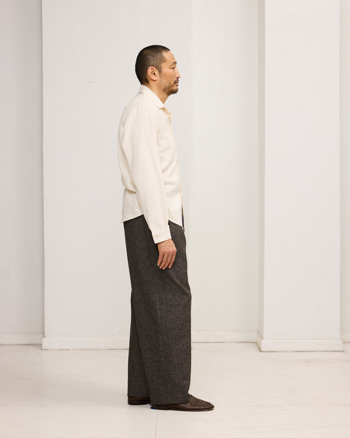 Western Dress Shirt: Cream Silk Nep