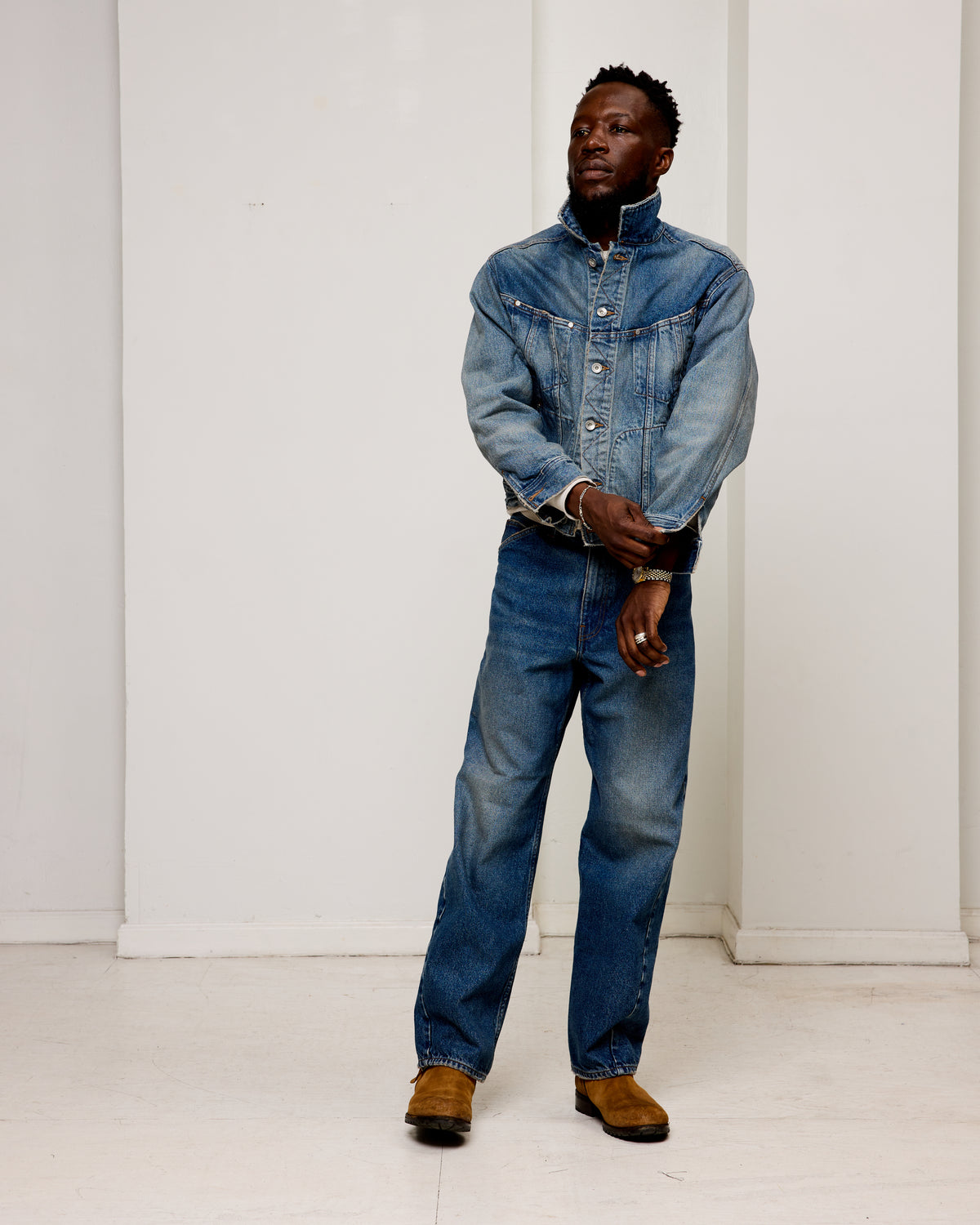 Twist Trucker Jacket: Washed Indigo