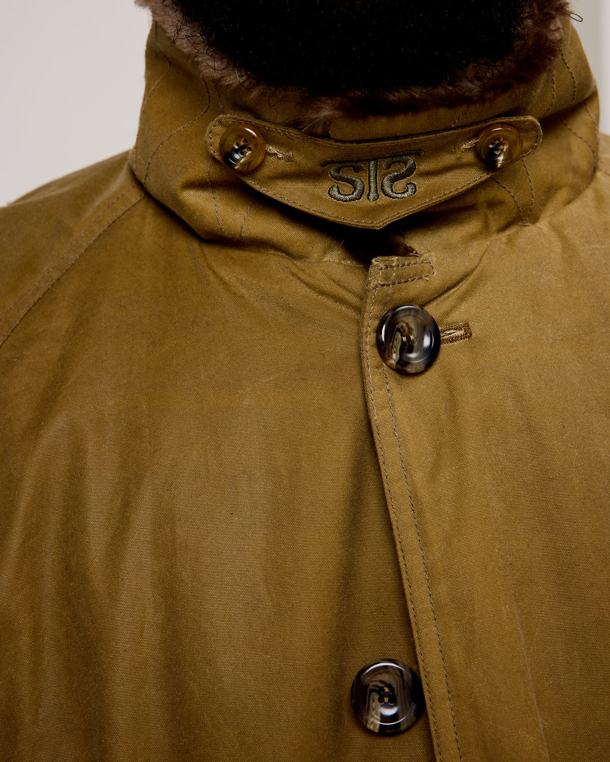 Western Overcoat: Blanket Lined Waxed Cotton, Olive Khaki