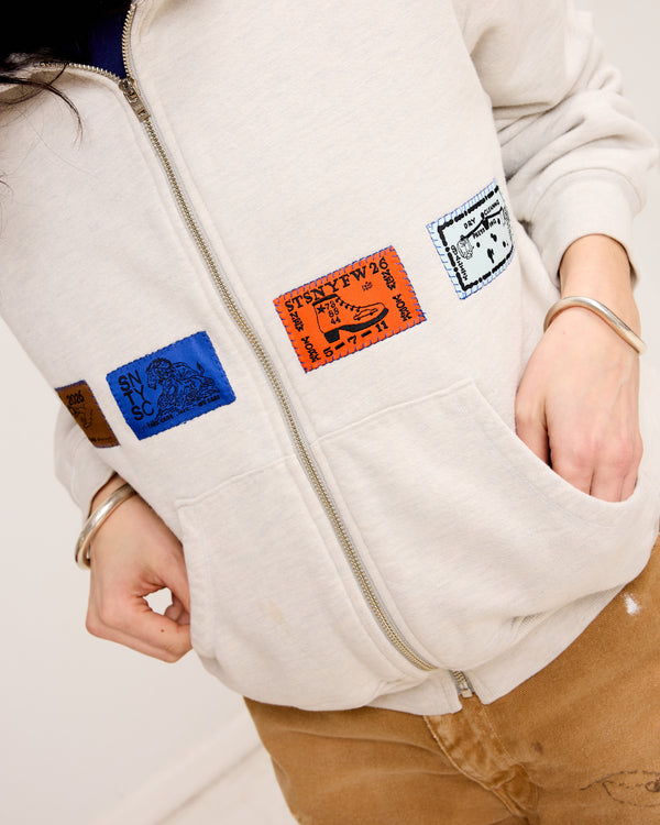 Zip Hoodie: Patch Applique, Ash Grey