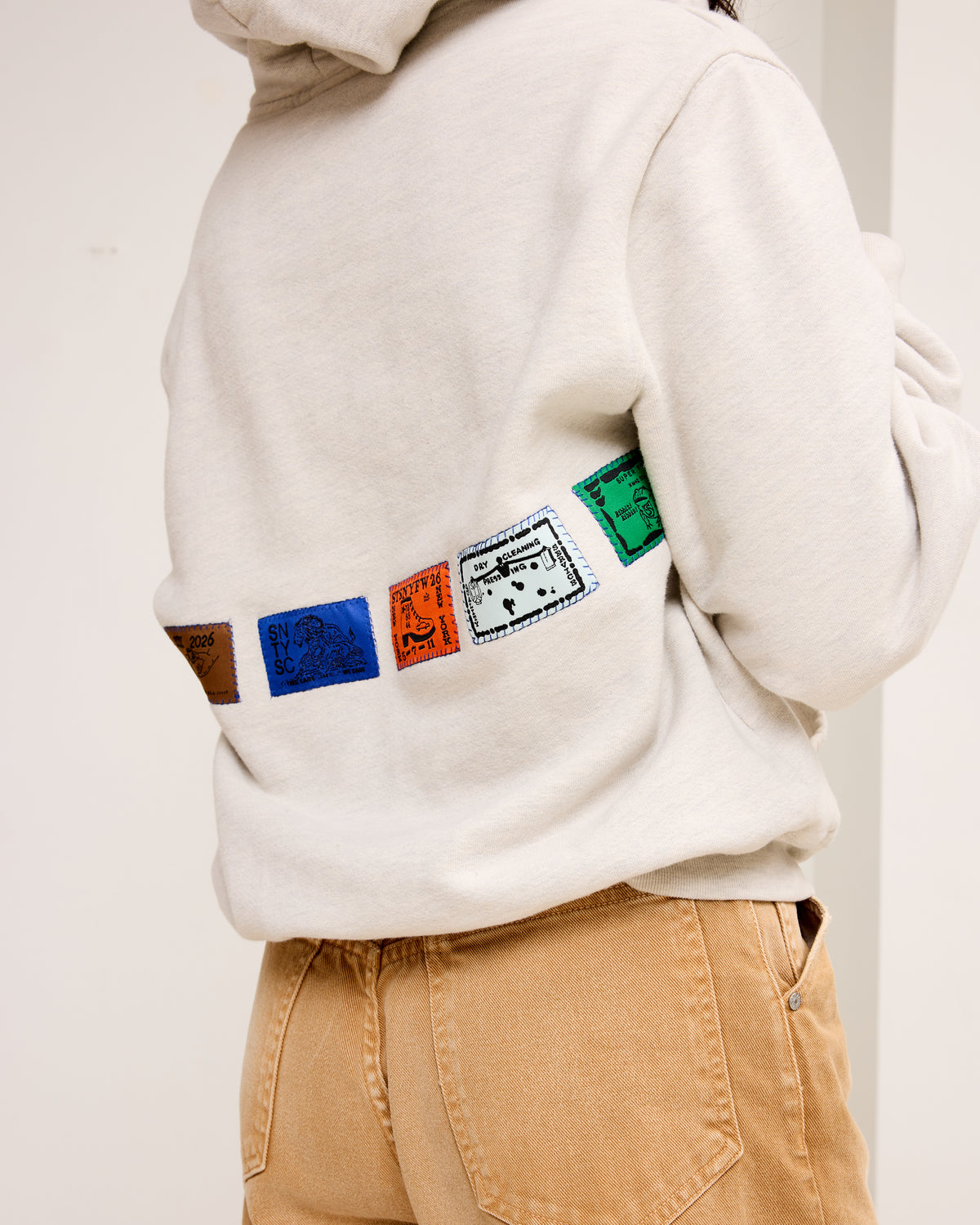 Zip Hoodie: Patch Applique, Ash Grey
