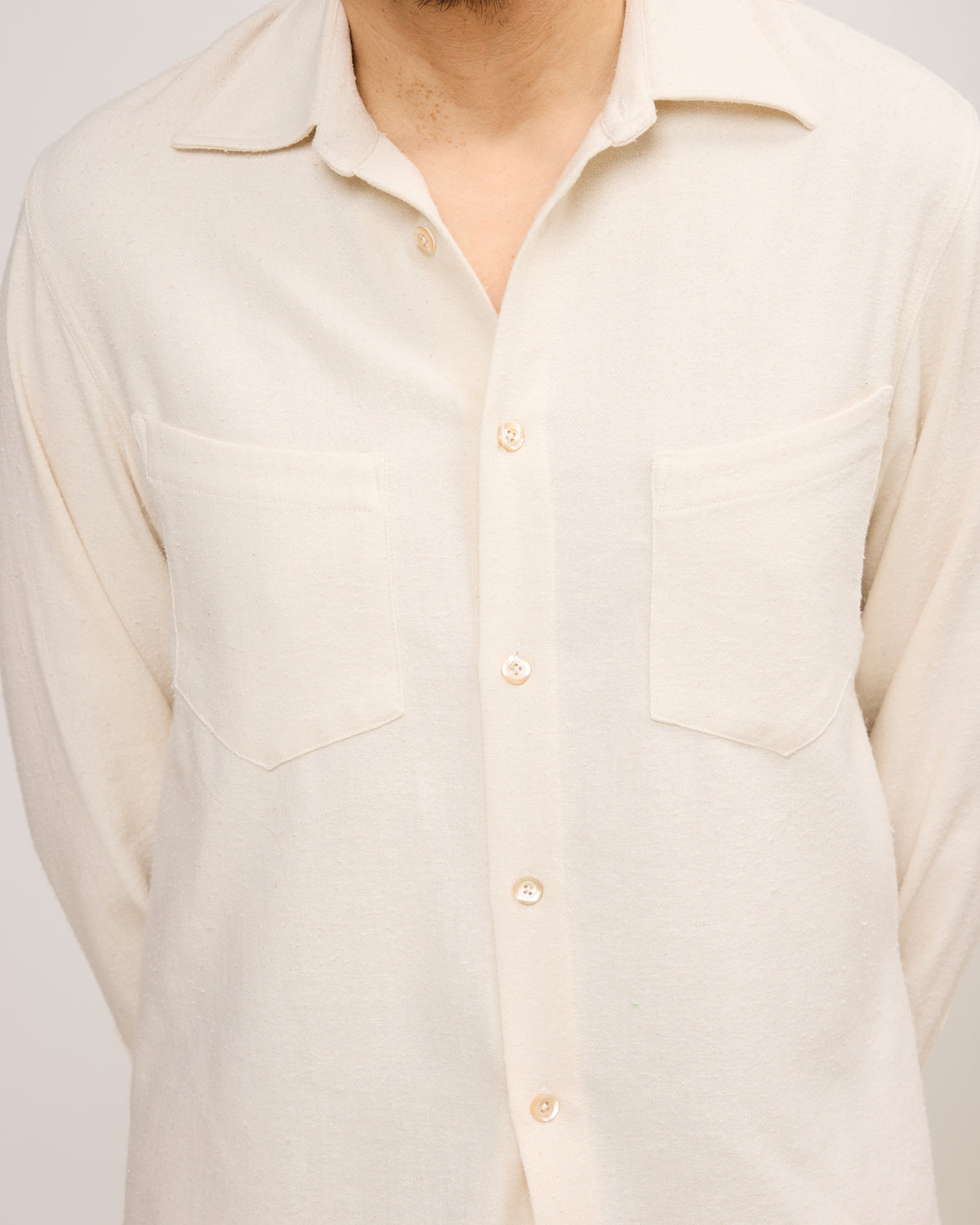 Western Dress Shirt: Cream Silk Nep