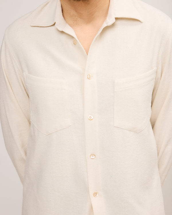 Western Dress Shirt: Cream Silk Nep