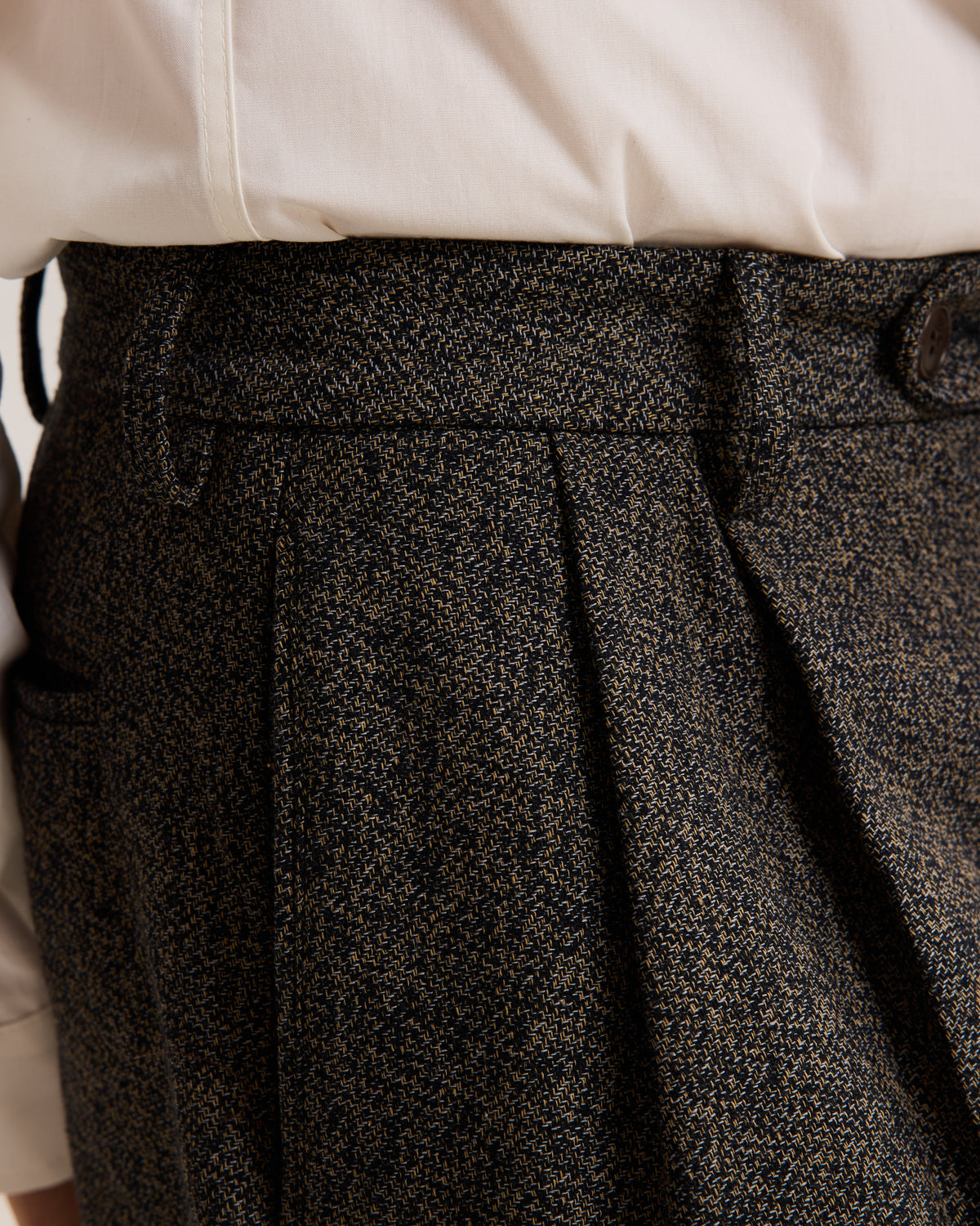 Double Pleat Trousers: Cotton Tweed
