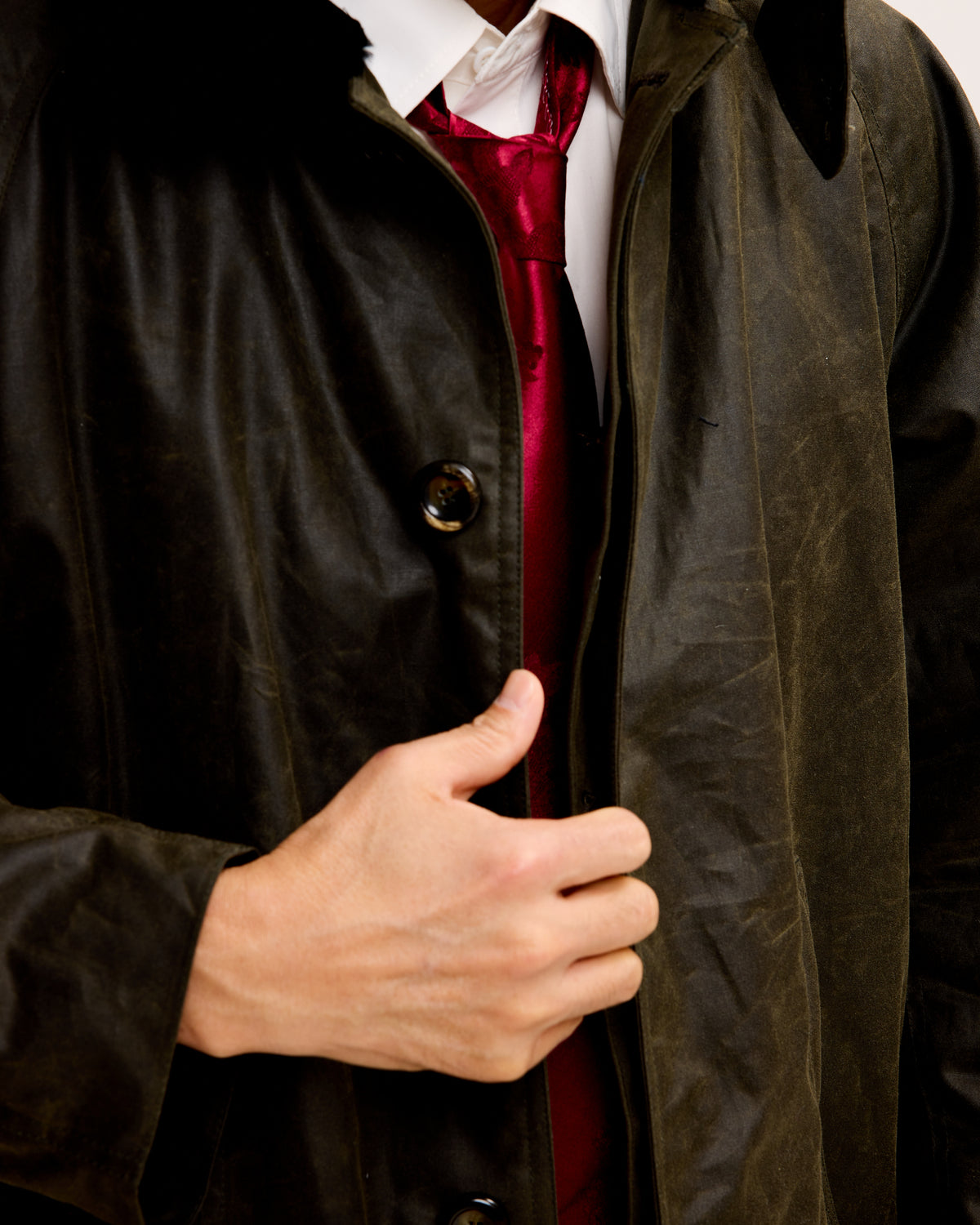 Western Overcoat: Blanket Lined Waxed Cotton, Dark Green