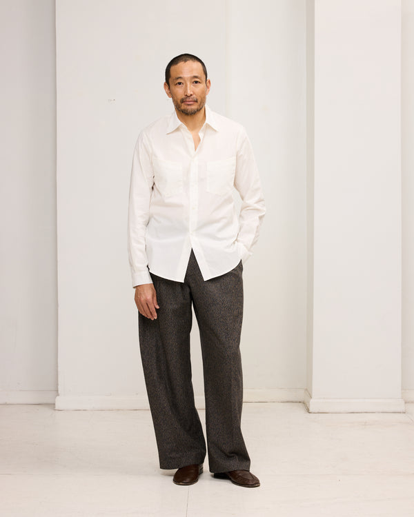 Western Dress Shirt: Off White Broadcloth