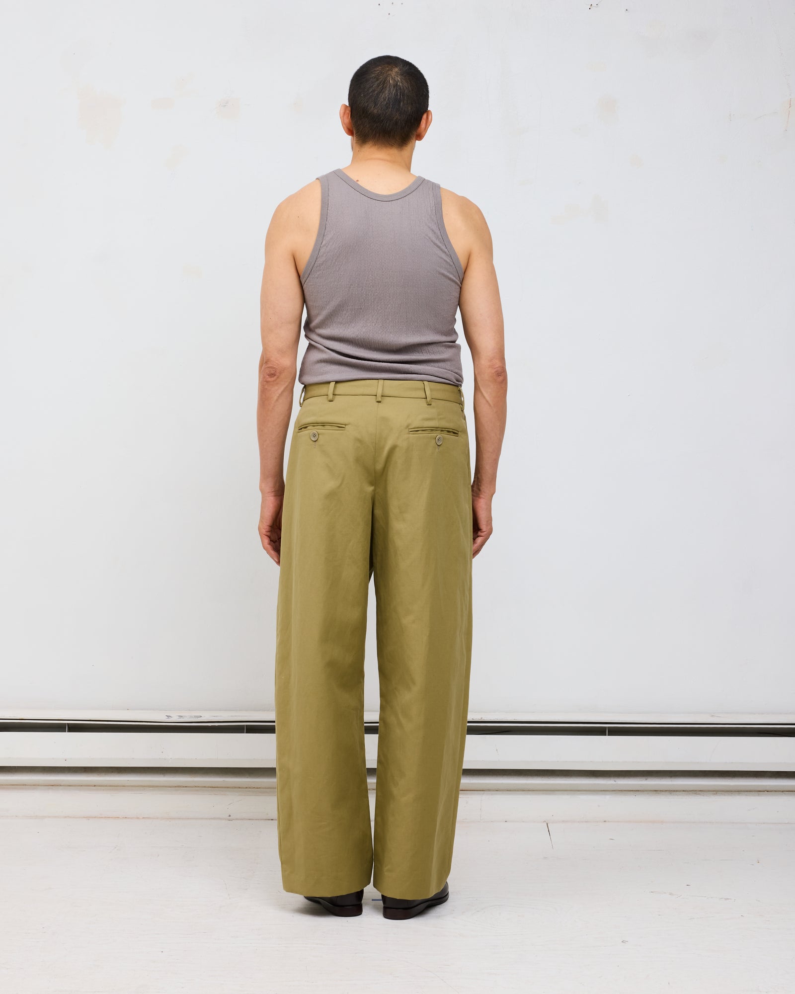 Double Pleat Trouser: Cotton Linen Canvas, Sand