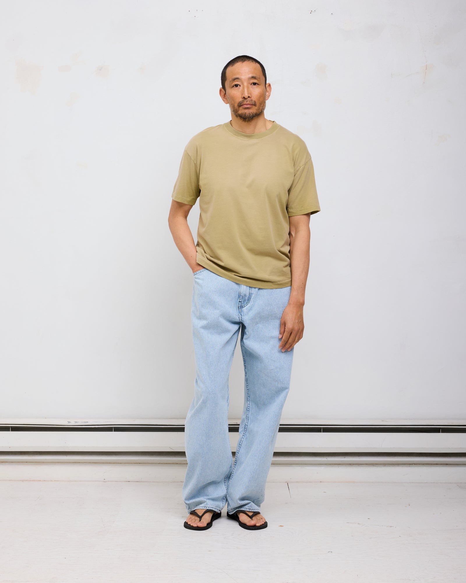 Jean Cut Trouser: Stonewashed Ticking Stripe