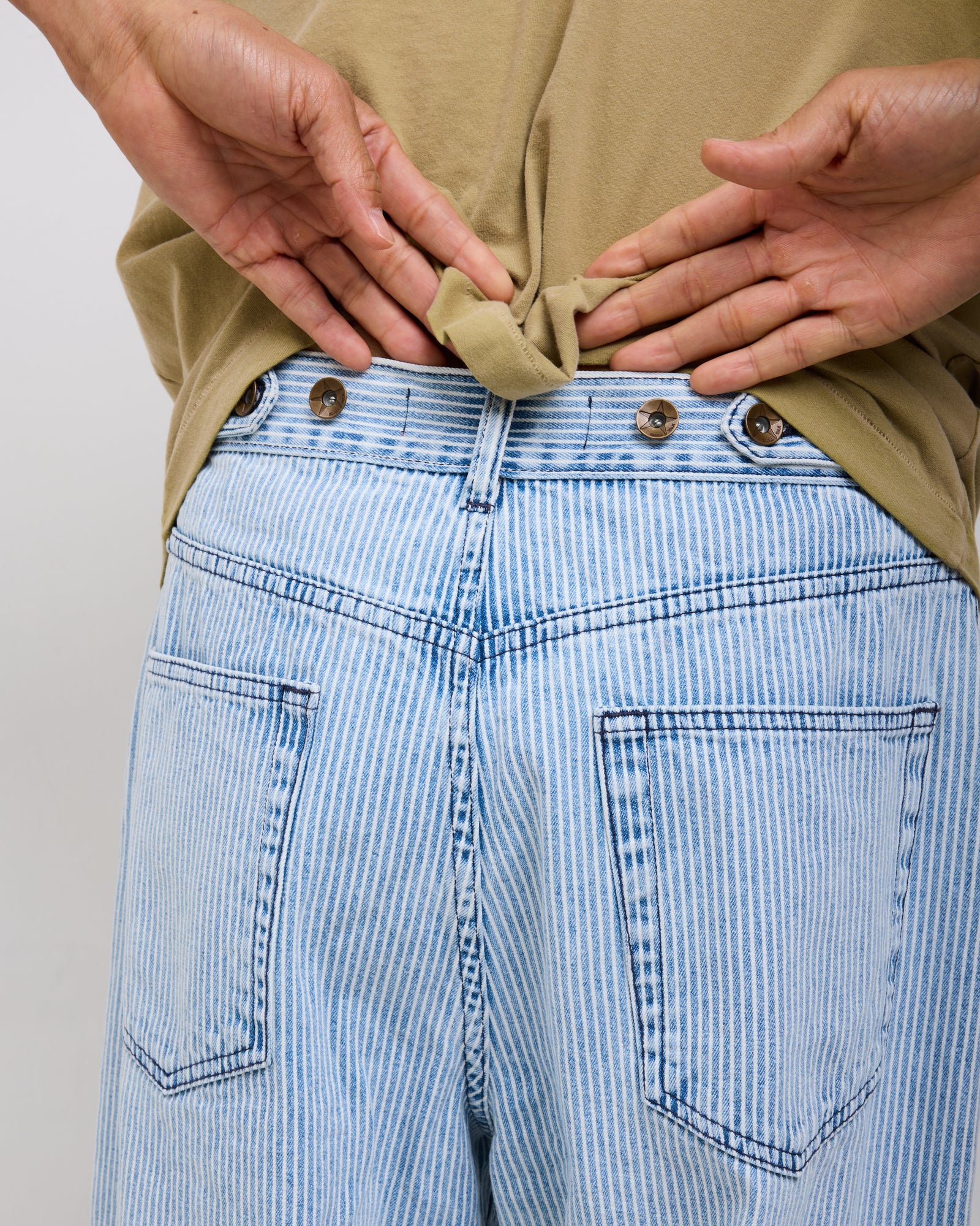 Jean Cut Trouser: Stonewashed Ticking Stripe