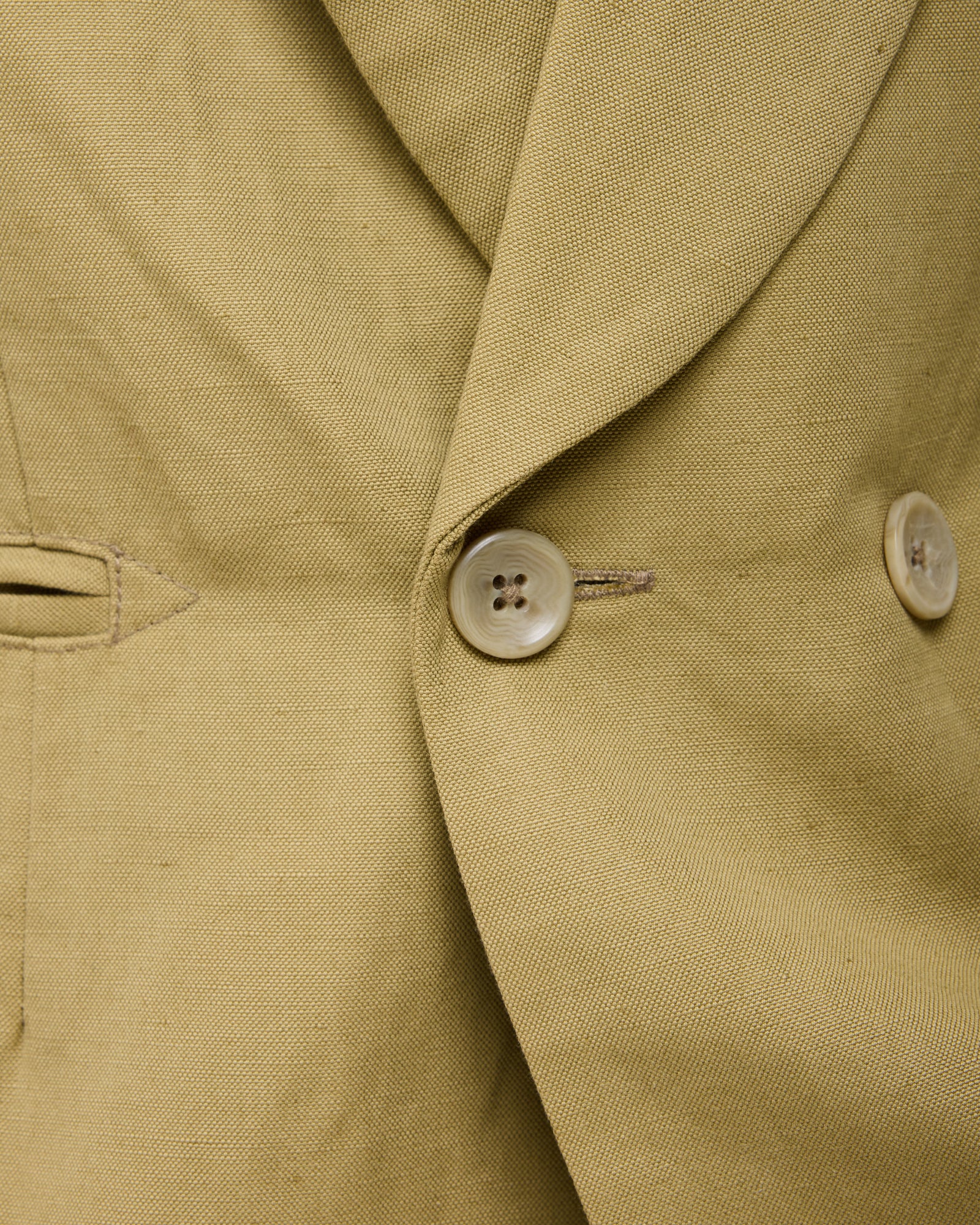 Shawl Collar Double Breasted Blazer: Cotton Linen Canvas, Sand