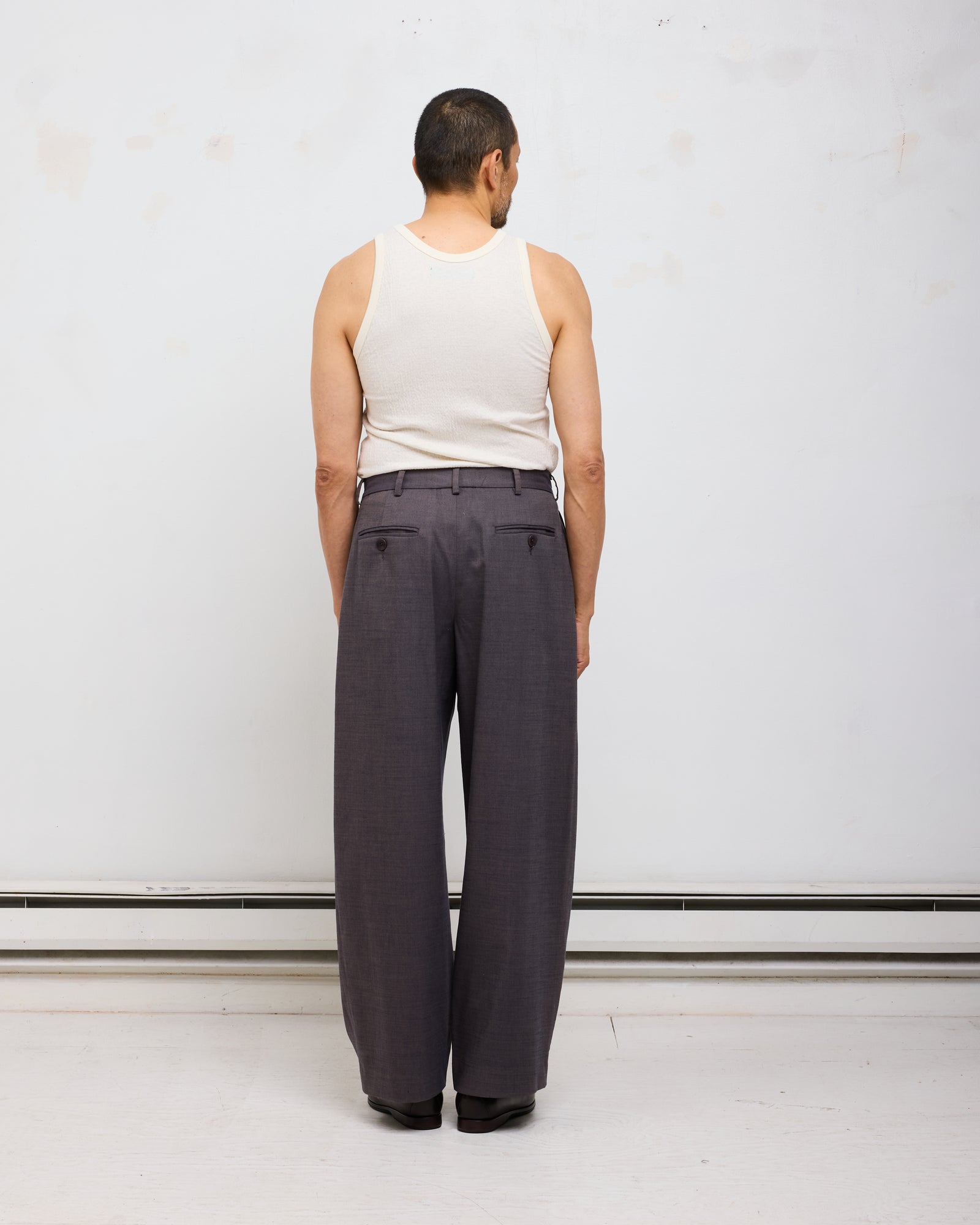 Double Pleat Trouser: Cotton Wool Twill, Shark