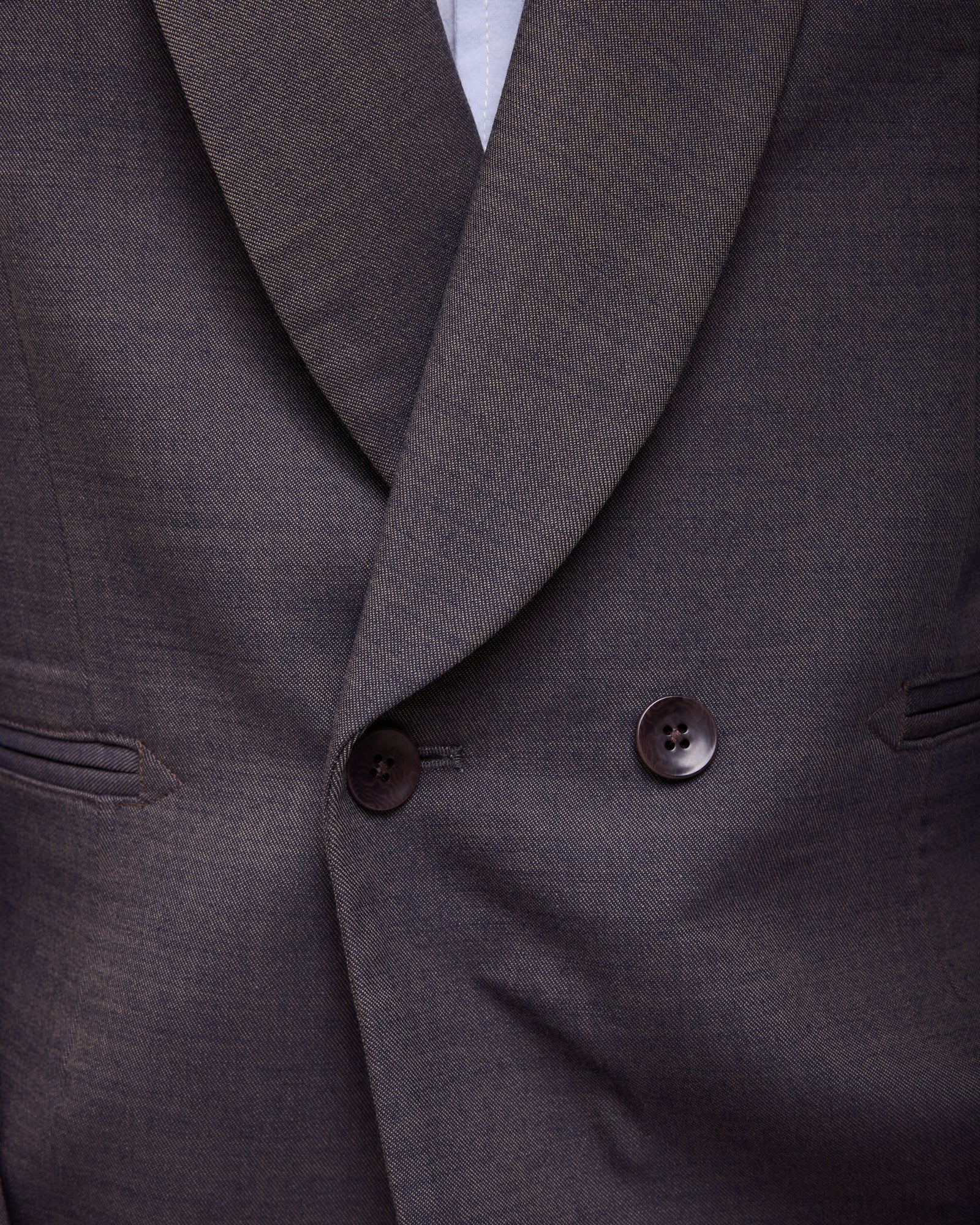 Shawl Collar Double Breasted Blazer: Cotton Wool Twill, Shark
