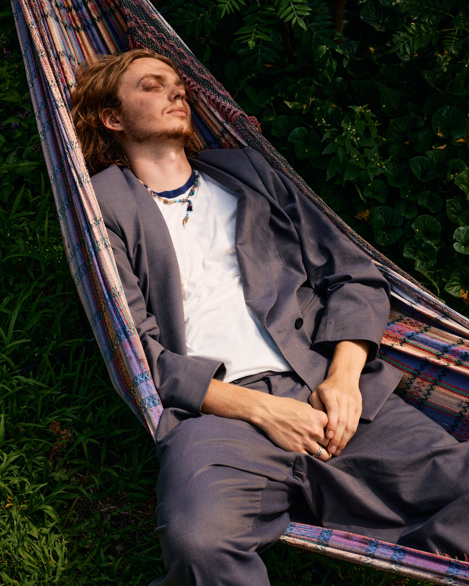 Shawl Collar Double Breasted Blazer: Cotton Wool Twill, Shark