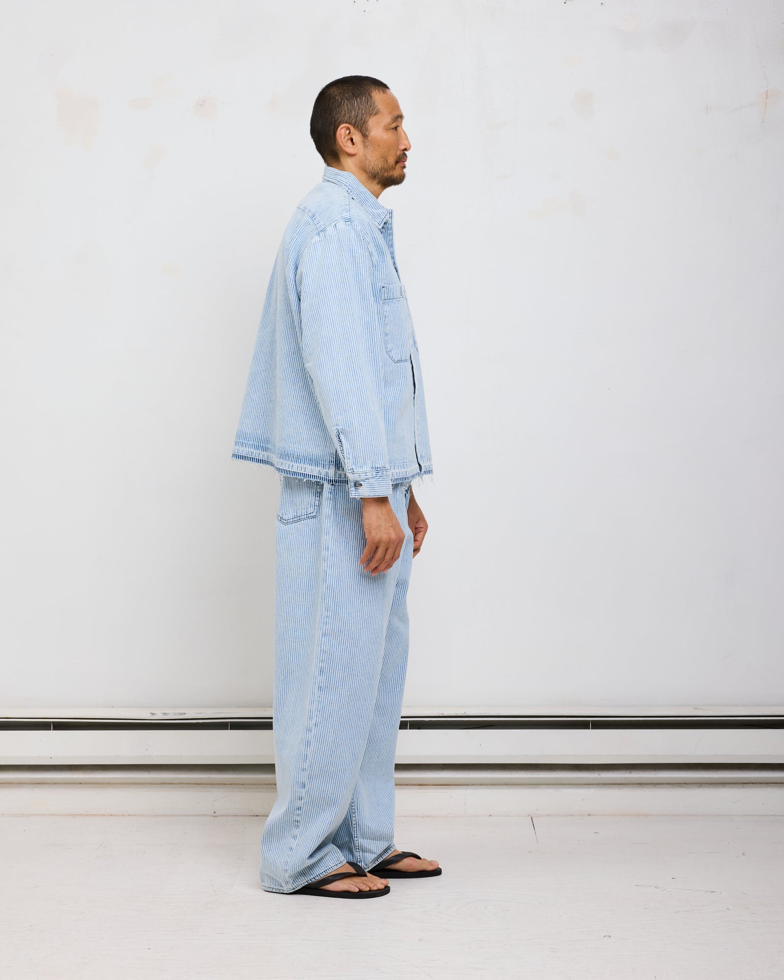 Jean Cut Trouser: Stonewashed Ticking Stripe