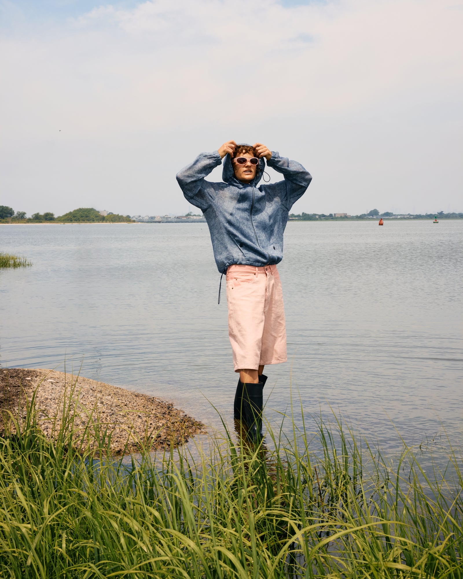 Linen Mesh Windbreaker, Deep Blue